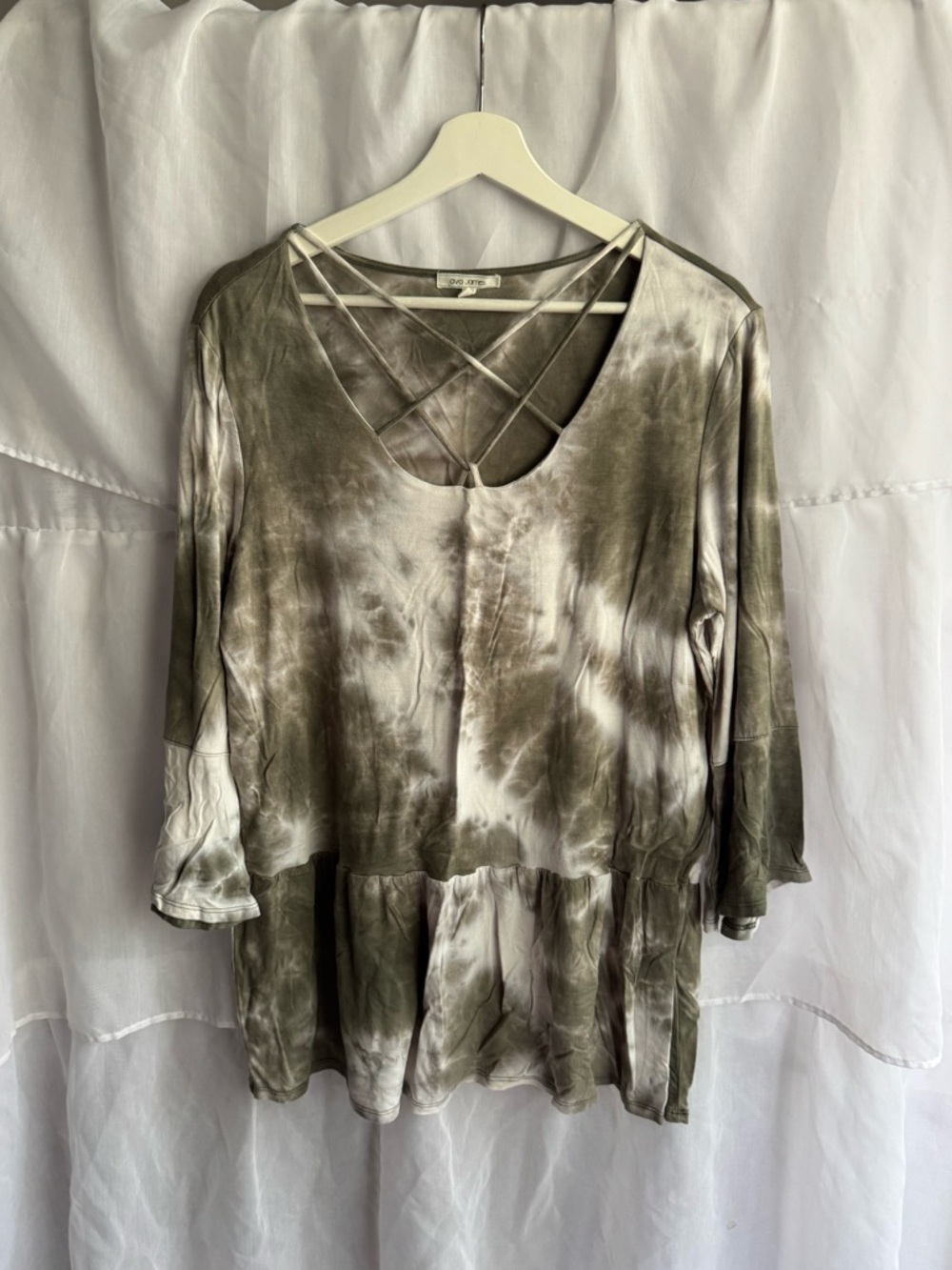 Ava James Tie Dye Cut Out Knit Blouse